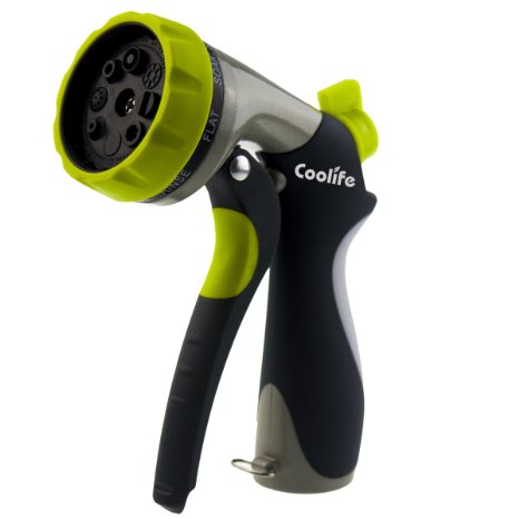 Coolife Garden Hose Nozzle Hand Sprayer Heavy Duty Metal Spray Nozzle Pistol Grip Front Trigge Rubber Washer Included