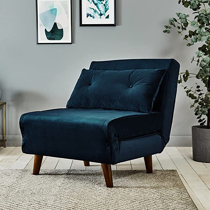 Laura James Una single sofa bed - blue - velvet