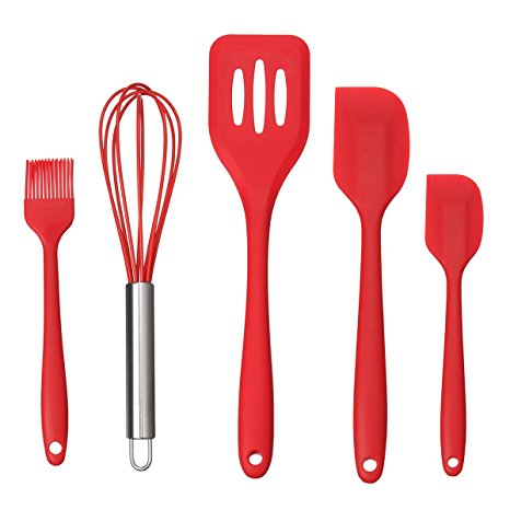 KC-SD6 5 Pieces Non-stick Silicone Baking Set Kitchen Cooking Utensils Spatula Slotted Turner