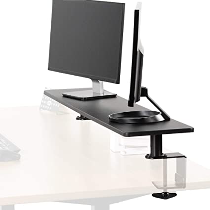 VIVO Black Clamp-on Extra Large 46 inch Ergonomic Desk Shelf | Multi Screen Computer Monitor Laptop Stand Riser Desk Organizer (STAND-SHELF46B)