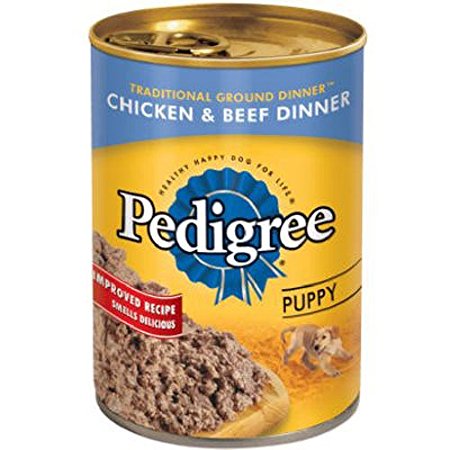Pedigree Puppy Chopped Ground Dinner with Chicken and Beef Canned Dog Food 13.2 Oz. (Pack of 12)