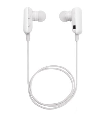GLCON GS-03 Mini White Wireless Stereo Bluetooth BT Headset Headphone Earphone Earpiece Earbud with Microphone Mic A2DP Noise Cancellation Music Remote Control Great for Sports GYM Running Exercises with Apple iPhone 55s5c iPhone 44s iPad 123 new iPad iPod and Samsung Galaxy S2 S3 S4 S5 Galaxy note 3 2 1 and other Android Smartphone Retail Package