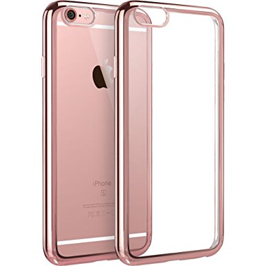 iPhone 6/6S, Ultra Slim Hybrid Clear Back [Non-Slip, Strong Grip] Scratch Resistant [Shock Absorbing Bumper Case with Raised Edges] (Rose Gold)
