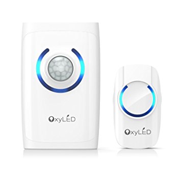 Wireless Doorbell, OxyLED Portable 4 in 1 Multi-function Cordless Door Chime, 1 Remote Button with Blue LED Indicator and 1 Reciever, Operating at Over 500-feet Range with 36 Chimes - Motion Sensor Light/Flashlight/Alarm