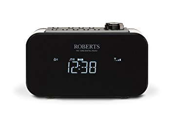 Roberts Radio ORTUS2BK DAB /DAB/FM Alarm Clock Radio with USB Smartphone Charging - Black