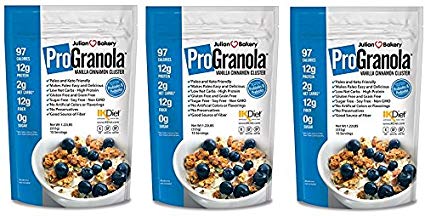 ProGranola, 3 Bags (12g Protein Cereal Vanilla Cinn (Paleo- Low Net Carb Gluten Free -Grain Free) (15 Servings)