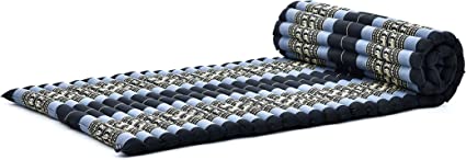 LEEWADEE Rollable Floor Mat M – Comfortable and Rollable Thai Mattress, Soft Massage Mat Filled with Eco-Friendly Kapok, 190 x 70 cm, blue