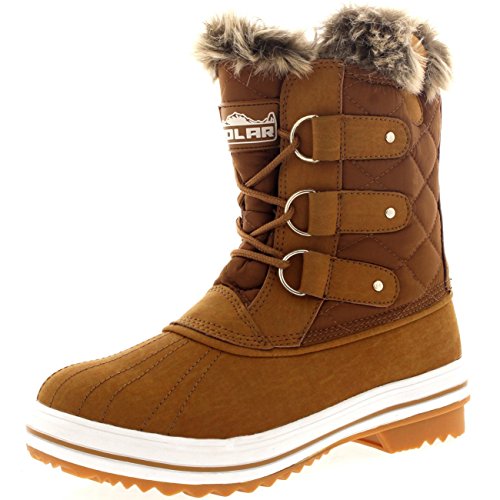 Polar Products Womens Snow Boot Quilted Short Winter Snow Rain Warm Waterproof Boots