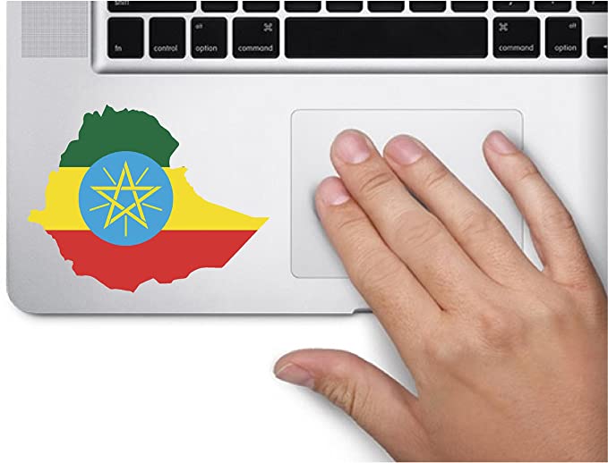 Map with flag inside Ethiopia 3x3.4 inches sticker decal die cut vinyl - Made and Shipped in USA