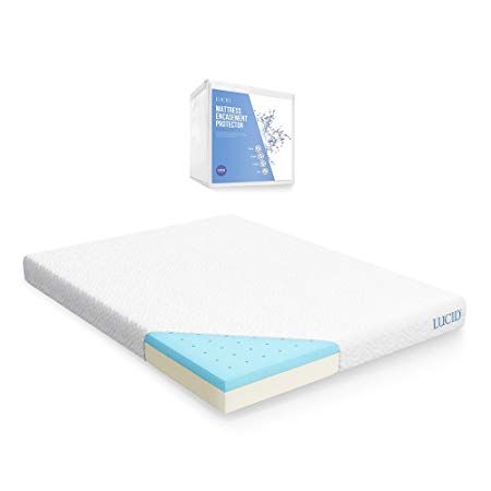 LUCID 6 Inch Gel Infused Memory Foam Mattress - Firm Feel - Perfect for Children - CertiPUR-US Certified - 10 Year warranty - Twin with LUCID Encasement Mattress Protector - Twin