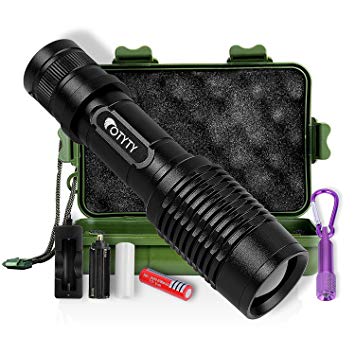 LED Tactical Flashlight, OTYTY E7 1000 Lumen High Powered Super Bright Portable Handheld Rechargeable Flashlights Torch include Mini Keychain Flashlight