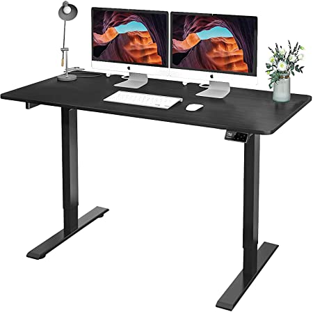 MAIDeSITe Standing Desk Adjustable Height with Dual Motors Keyboard Tray,48 x 24 Inch Sit Stand Table with Home Office Stand Up Workstation with 4 Memory Controller (Black)