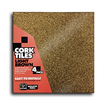 12 x 12" Light Brown Cork Tiles - Pack of 4