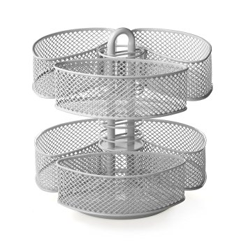 NIFTY Cosmetic Organizing Carousel with Removable Baskets - Silver