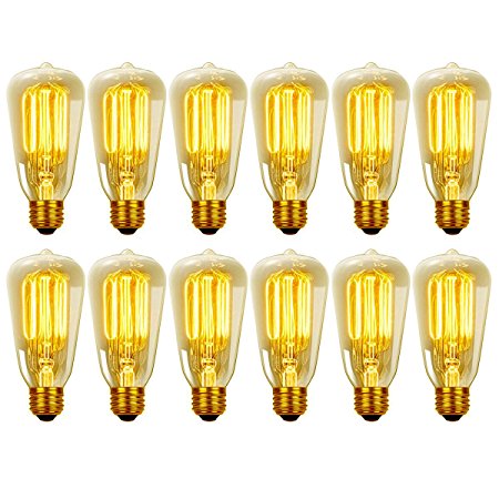 Globe Electric 8440501 60-Watt S60 Antique Style Squirrel Cage Incandescent Medium Base Vintage Light Bulb, 12-Pack