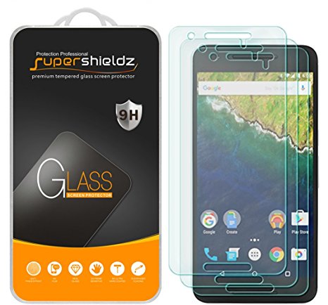 [3-Pack] Huawei (Google) Nexus 6P Tempered Glass Screen Protector, Supershieldz Anti-Scratch, Anti-Fingerprint, Bubble Free, Lifetime Replacement Warranty