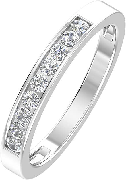 1/4ctw Diamond Channel Wedding Band in 10k White Gold or Yellow Gold
