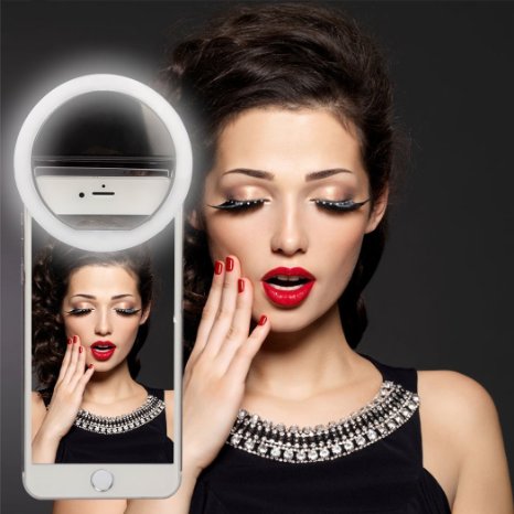 Ingenious Selfie Ring Light for iPhone 6 plus/6s/6/5s/5/4s/4/Samsung Galaxy S6 Edge/S6/S5/S4/S3, Galaxy Note 5/4/3/2, Sony Xperia, Motorola Droid and Other Smart Phones Lifetime WARRANTY (WHITE 2)