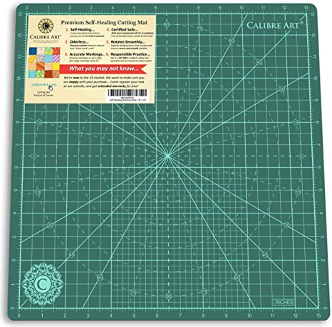 Calibre Art Rotating Self Healing Cutting Mat, Perfect for Quilting & Art Projects, 14x14 (13" grid)