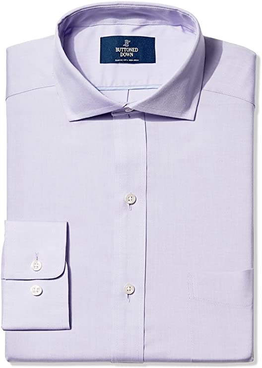 Buttoned Down Men's Classic Fit Solid Options Cutaway Collar (Pocket)