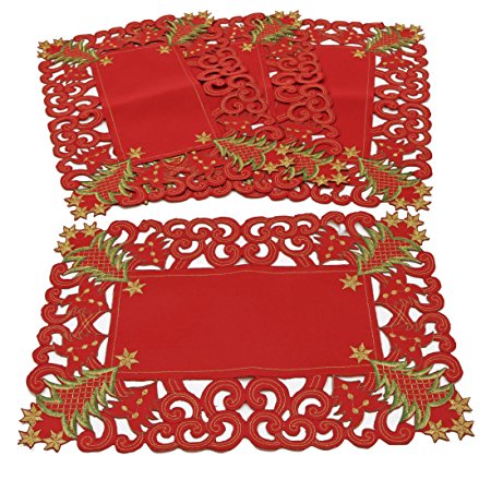 Fennco Styles Pandoro Collection Christmas Tree Design Placemat - Set of 4