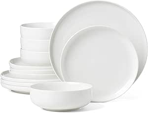 Oneida White 24 Seven Piece Dinnerware Set, 12 Count, Dorm Necessities, Dorm Essentials