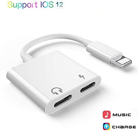 Headphones Adapter for iPhone 11 Audio Adapter Dongle Aux Cord Aux Cable Headphone Jack Adapter Headphone Splitter Audio & Charger & Call & Sync Support for iPhone 11/XR/8/8Plus/7/7Plus/X/XS