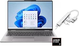 Lenovo Yoga 2-in-1 16 2K Touch Laptop | AMD Ryzen 7 8840HS Beat Intel Ultra 5| AMD Radeon Graphics | Backlit | Fingerprint | 16GB RAM DDR5 | 1024GB SSD | Windows 11 Home | Bundle with USB 3.0 Hub