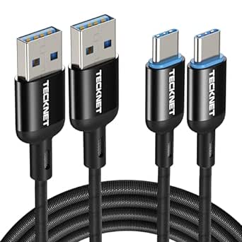 TECKNET USB C Cable 3.3A (6.6FT /2-Pack) Type c Cable Fast Charge,USB A to USB C Nylon Braided Charging Cable for iPad Pro iPhone 15 Samsung Galaxy S22 S21 S20 Google Pixel Xiaomi Sony Xperia and More