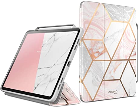 i-Blason Cosmo Case for New iPad Pro 12.9 Inch (2020 Release), Full-Body Trifold Stand Protective Case Smart Cover with Auto Sleep/Wake & Pencil Holder (Marble)