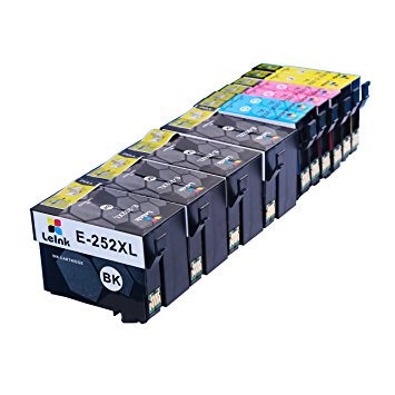LeInk Replacement Ink Cartridge for EPSON 252 XL High Capacity 10 Pack (4 Black 2 Cyan 2 Magenta 2 Yellow) Compatible with WF3620 WF3640 WF7610 WF7620 WF7110