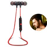 Bluetooth Headset Magnet Attraction V40 Wireless Bluetooth Earbuds In-Ear Noise Reduction Headphones with Microphone for Running and Sports Earphones for iPhone Samsung Android Smart Phones Red