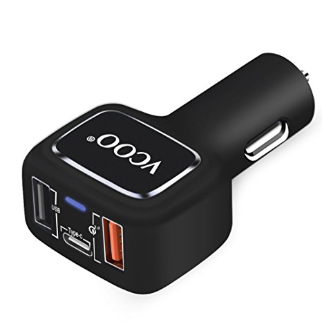 Quick Charge 3.0 Car Charger, 3 Ports Vehicle Chargers with QC 3.0   Type- C   Adaptive Charging Port ,Qualcomm Quick Charge 3.0 Technology for iPhone6/5,iPad, Android Samsung Galaxy, Google Nexus