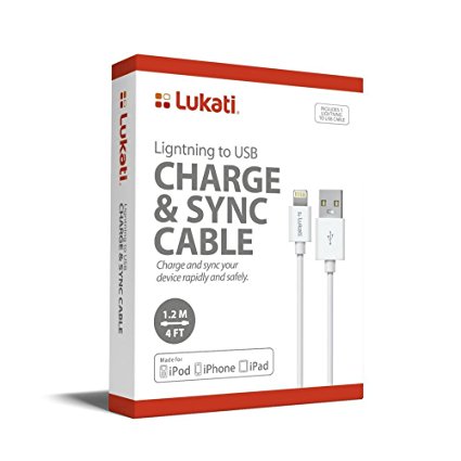 Lukati Lightning to USB Cell Phone Charger And Data Sync Cable, 4ft Long. Made For All The Apple Lightning Devices 100% Guaranteed.