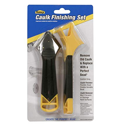 2 Piece Caulk Kit, Yellow/Black, Contains Caulk Remover and Caulk Finisher, Caulk Tool Kit