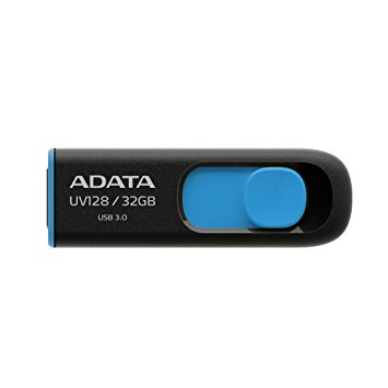 ADATA DashDrive Series UV128 32GB USB 3.0 Flash Drive, Black/Blue (AUV128-32G-RBE)