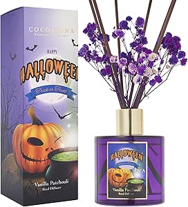 COCORRÍNA Reed Diffuser - Vanilla Patchouli 6.76oz Scented Diffuser with 8 Sticks Home Fragrance Bathroom Shelf Decor (Halloween Collection)