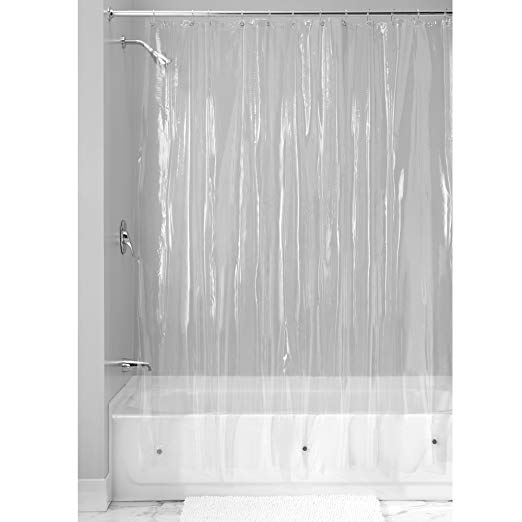 InterDesign Waterproof Vinyl 4.8-Gauge Heavy Weight Shower Curtain Liner, Extra Long, 72" x 96" – Pack of 2, Clear