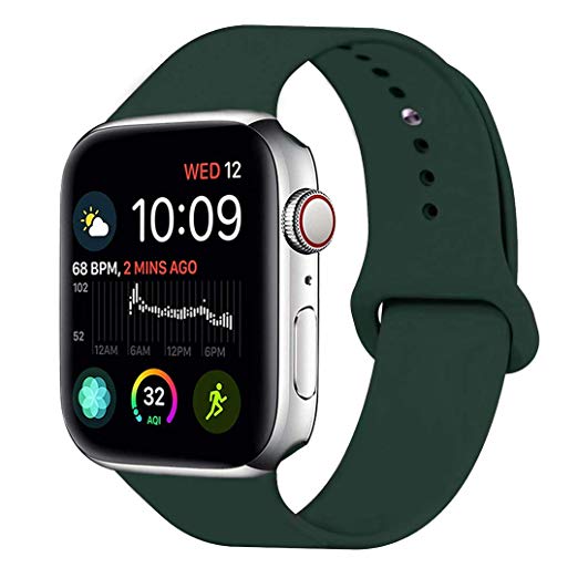 for Watch Band 38mm 40mm, MOOLLY Soft Silicone Watch Strap Replacement Sport Band for Apple Watch Band Series 4 Series 3 Series 2 Series 1 Sport & Edition (Olive Green,40mm(38mm) S/M)