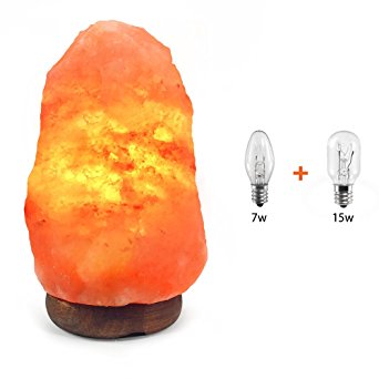 Venhoo Dimmable Himalayan Salt Lamp Hand Carved Natural Crystal Rock Salt Lights with Wood Base, Bulbs and UL-Approved Power Cord (6-7 inch, 3 - 5lbs)