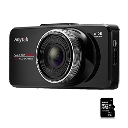 Best Dash Cams for Cars 1080P FHD Resolution Anytek Dashboard Camera 2.7 inch TFT Screen Car Camcorder 170 Degree Wide Angle Car DVR With 32G TF Card,G-Sensor, WDR, Loop Recording.