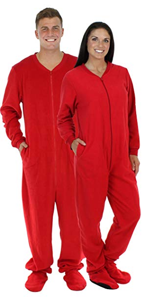SleepytimePjs Adult Red Fleece Onesie Pjs Footed Pajama