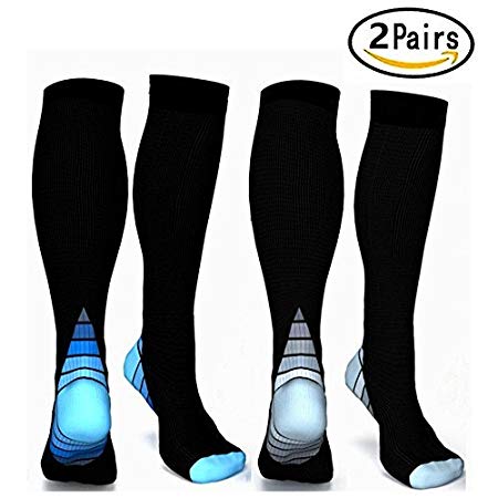 Graduated Compression Socks for Men & Women, Best Athletic Fit for Running, Cycling, Nurses, Shin Splints, Air Travel,Foot Support & Maternity Pregnancy. Boost Stamina, Circulation, Recovery -2 Pair