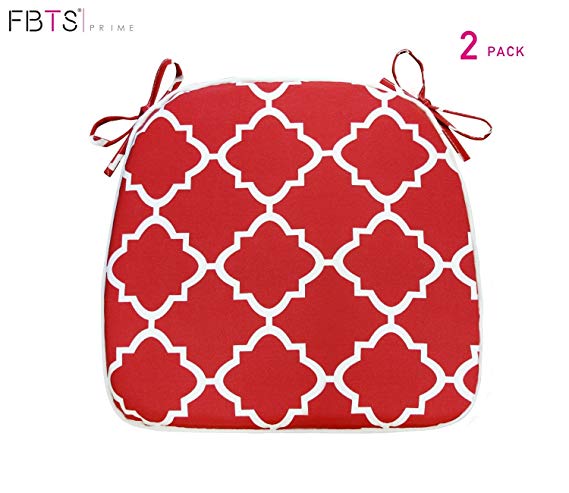FBTS Prime Outdoor Chair Cushions (Set of 2) 16x17 Inches Patio Seat Cushions Red Square Chair Pads for Outdoor Patio Furniture Garden Home Office
