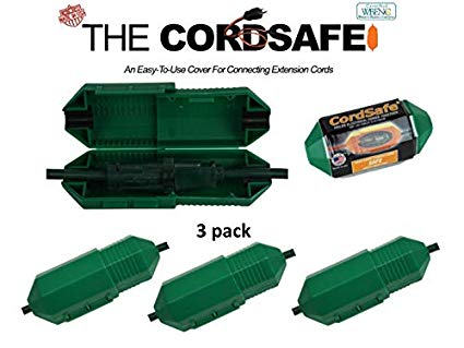 3pk Green Extension Cord Safety Cover with Water-Resistant Seal for Cord Management