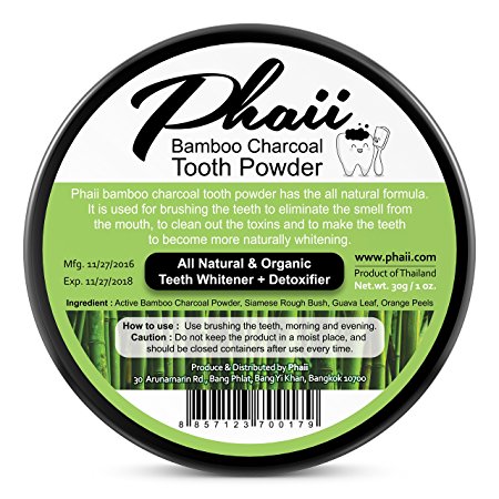 Natural Whitening Teeth & Gum Powder - Improve Mouth Hygiene, Whitens, Desensitizes, Detoxifies- Remove Toxins & Bacteria with Bamboo Activated Charcoal, Guava Leaf, Orange Peels - 100% Organic