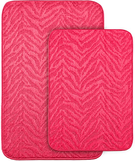 Garland Rug Zebra 2-Piece Bath Rug Set, Pink