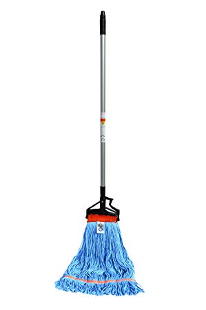 Nine Forty Industrial Strength Premium Looped End Wet Mop Floor Cleaner Kit | Made in The USA | Large, 24 Ounce Commercial Mop Head with Aluminum Extension Handle and Flip Grip Clamp