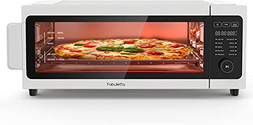 Air Fryer Toaster Oven Combo - Fabuletta 10-in-1 Countertop Convection Oven 1800W, Flip Up & Away Capability for Storage Space, Oil-Less Air Fryer Oven Fit 12" Pizza, 9 Slices Toast, 5 Accessories