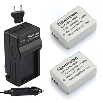 Newmowa NB-7L Battery (2-Pack) and Charger kit for Canon Powershot SX30 IS, G12, SX30IS, G11, G10, Cannon, CB-2LZ, NB7L